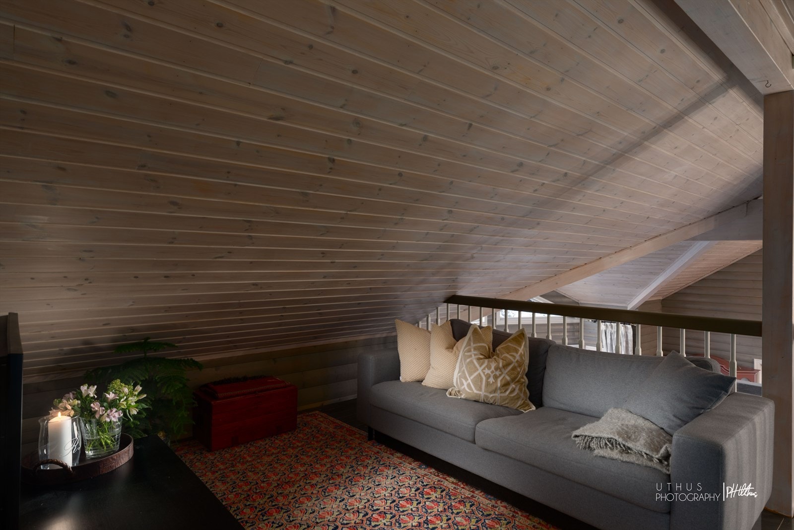 Hemsstue med galleri ned til første etasje Galleribilde