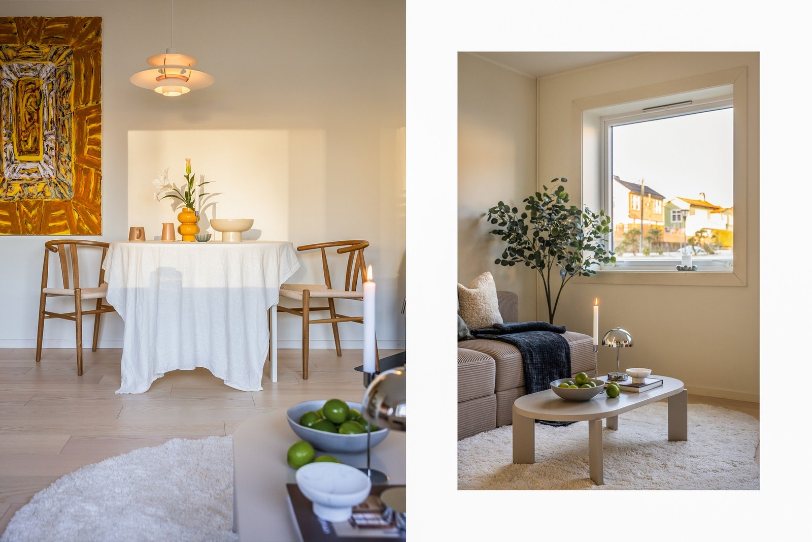 Overflatene i stuen består av en pen en-stavs parkett. Varmekabler i gulv på stuen og kjøkkenet. Galleribilde