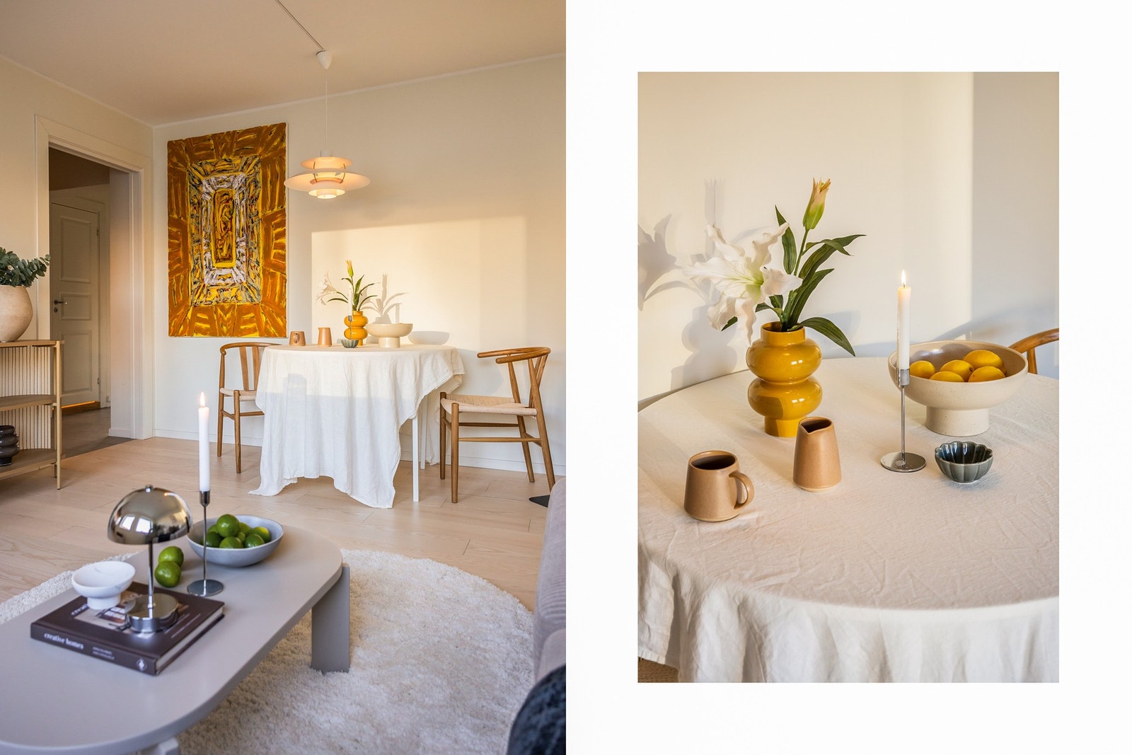 Gulvet er gjennomgående for hele leiligheten med unntak av bad og gang. Galleribilde