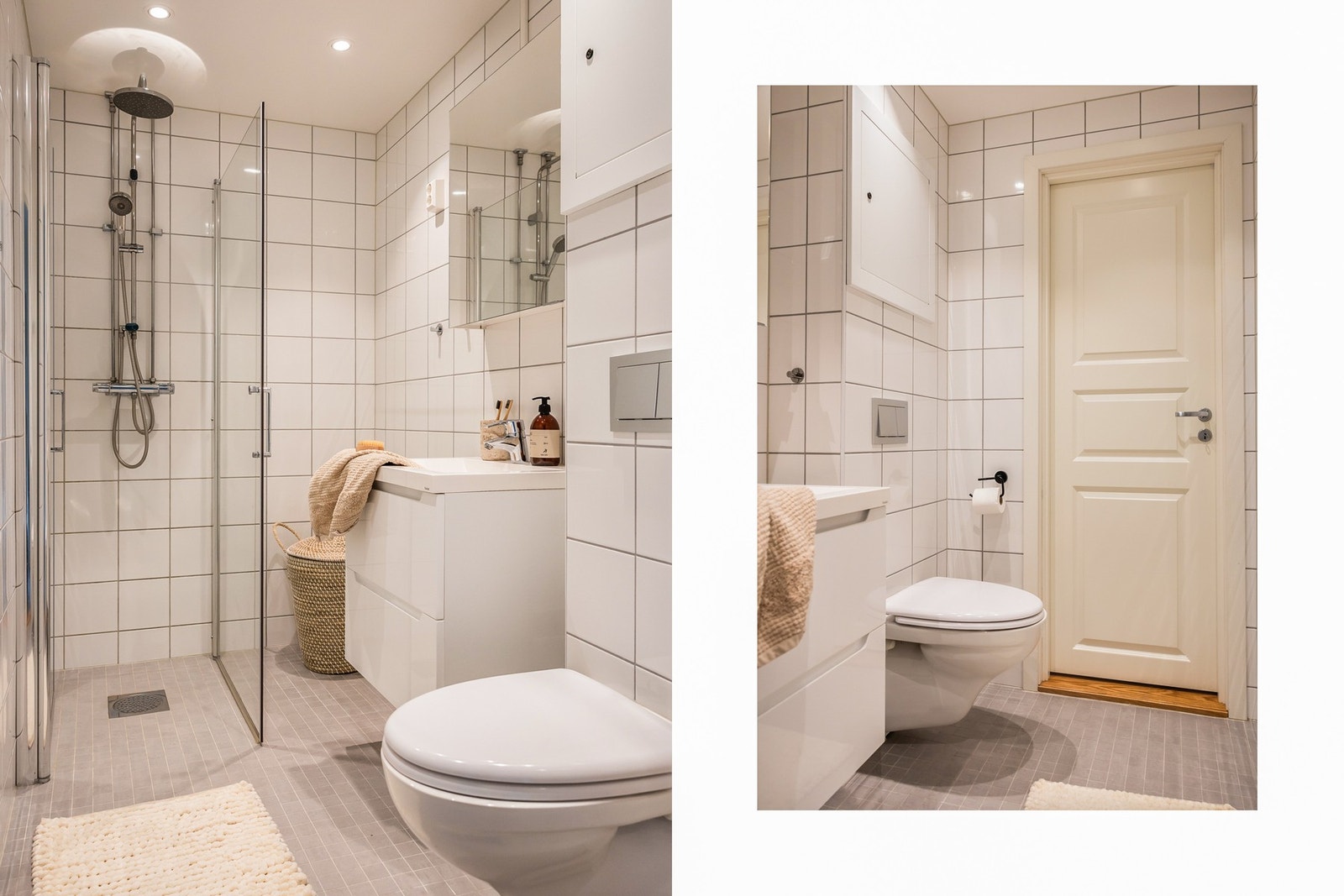 Vanntilførsel for vaskemaskin på bad er per nå plugget (utført av VVS rør), men kan lett åpnes. Alternativt kan man ha vaskemaskin/tørketrommel i vaskekjeller. Galleribilde