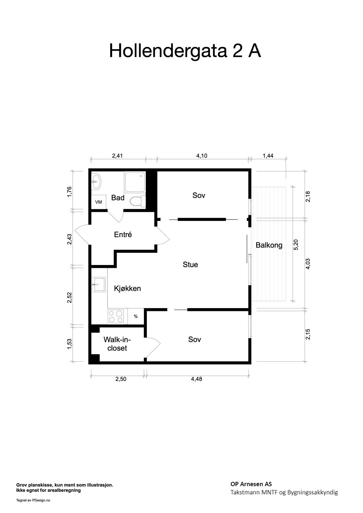 Plantegning med mål. Boligen ligger i byggets 4. etasje. Galleribilde