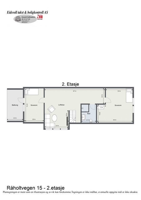 Planløsning av boligens 2. etasje. Galleribilde