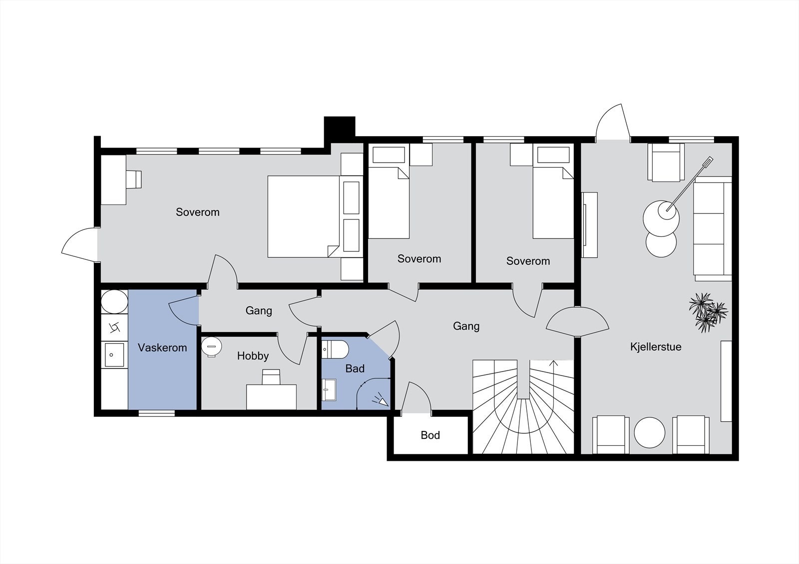 Plantegning kjelleretasjen Galleribilde
