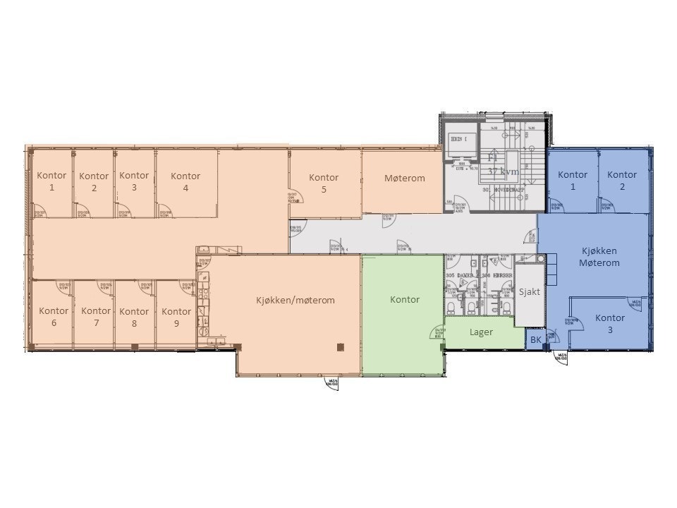 Lokalet med oransje farge er ledig Galleribilde