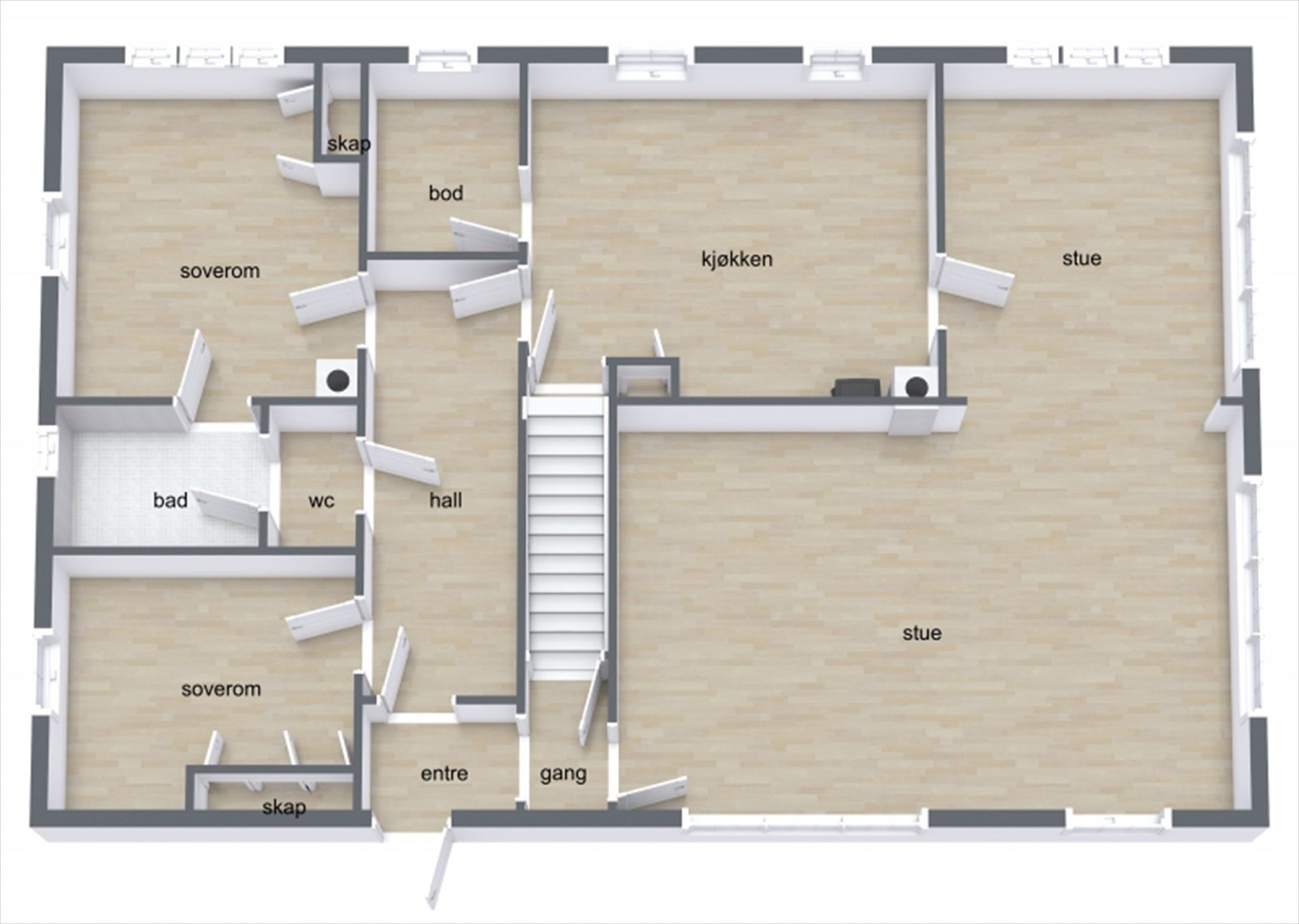 Plantegning 1. etasje Galleribilde