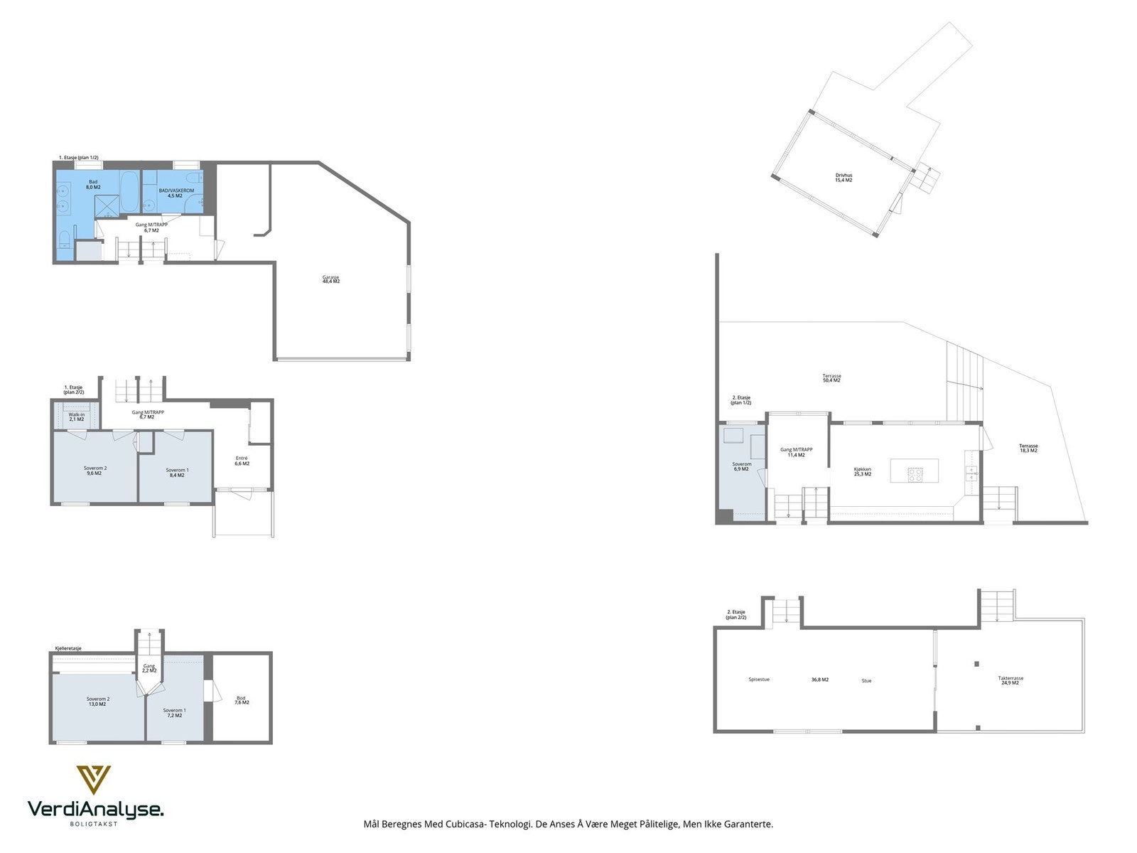 Samlet planskisse av alle etasjeplan. Galleribilde