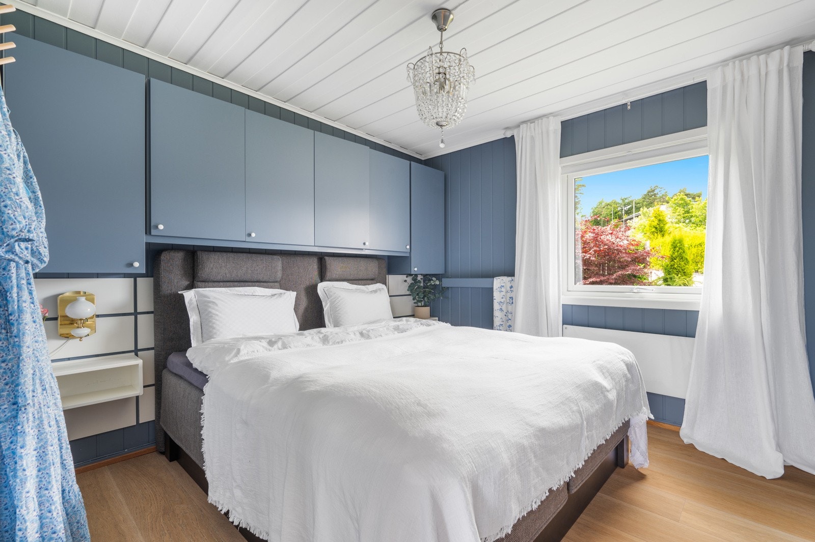 Plassbygde garderobeløsninger i begge soverom sørger for optimal utnyttelse av plassen og gir praktiske oppbevaringsmuligheter. Galleribilde