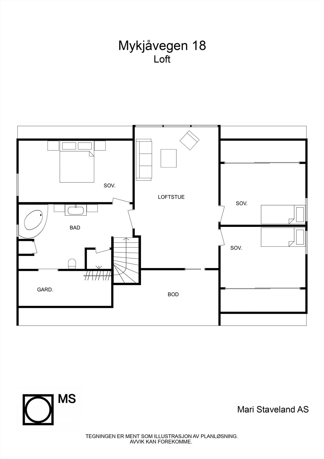 Plantegning loftsplan Galleribilde