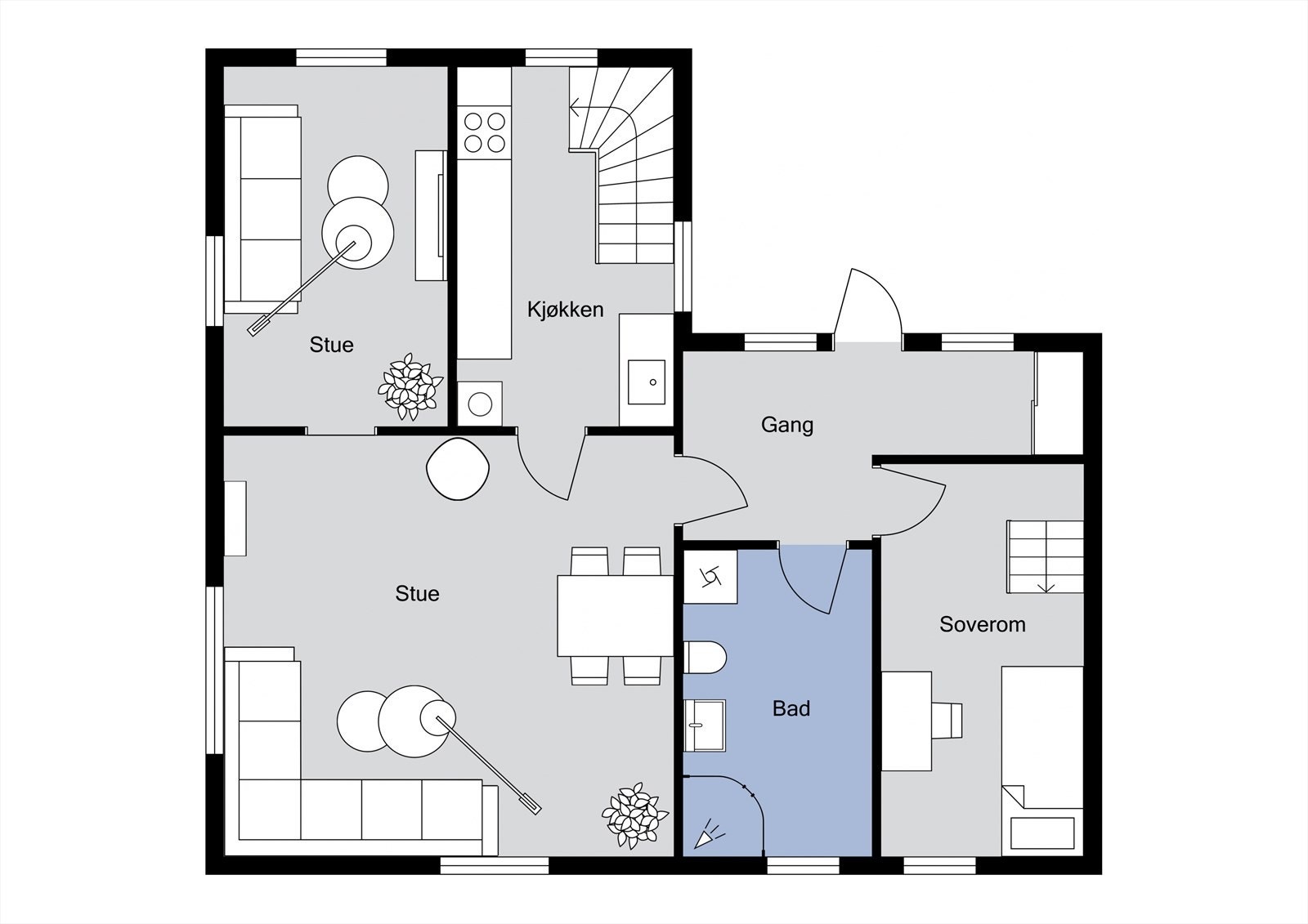 Planløsning 1. etasje Galleribilde