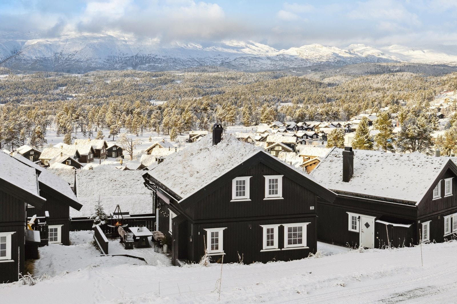 Hytten sett fra vegen Galleribilde