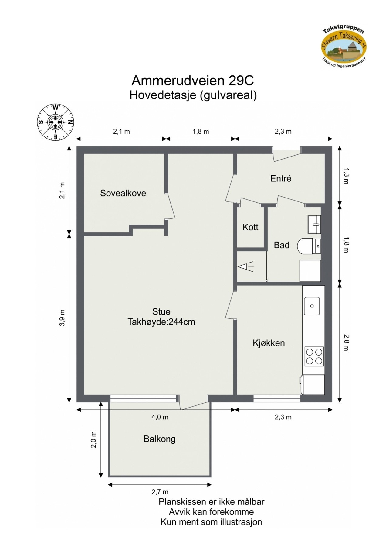 Målsatt plantegning. Galleribilde