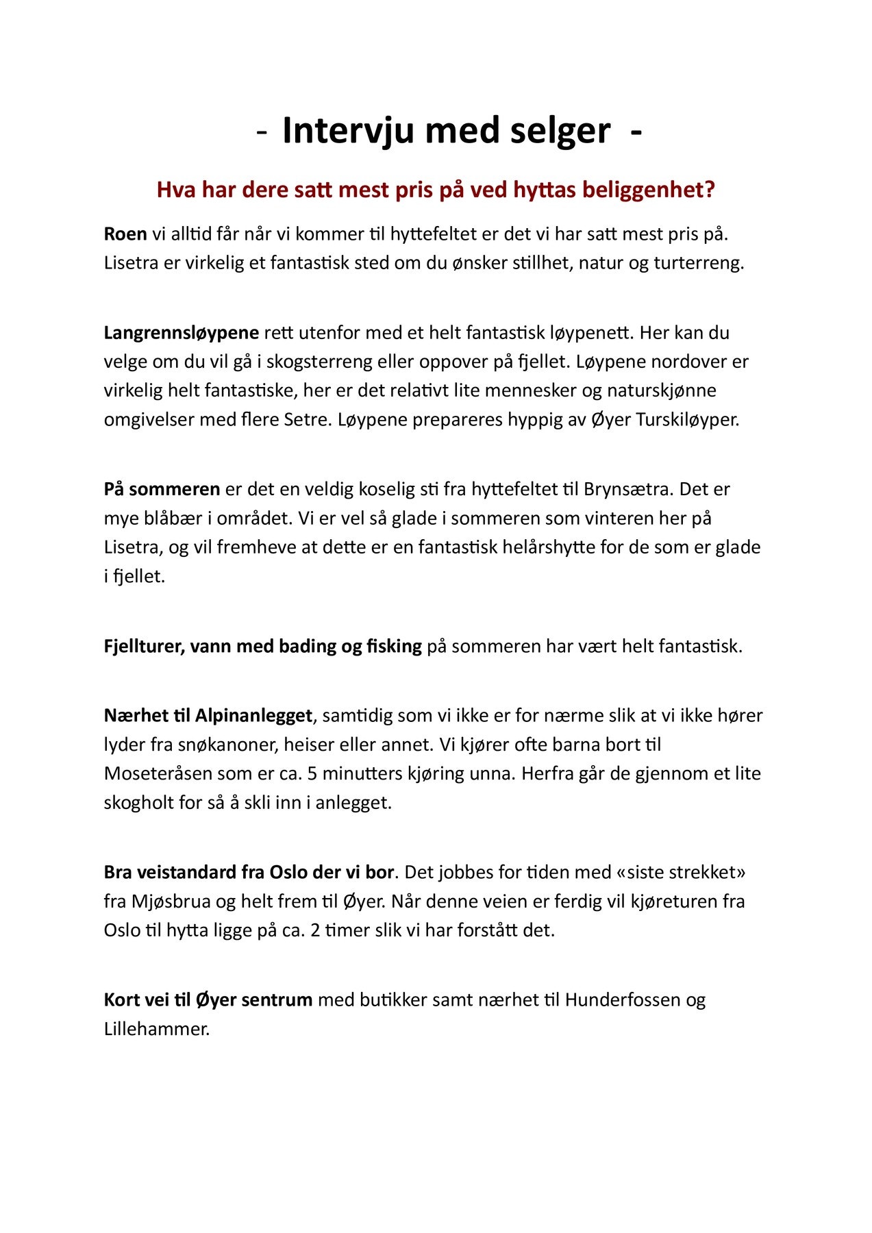 Intervju med selger Galleribilde