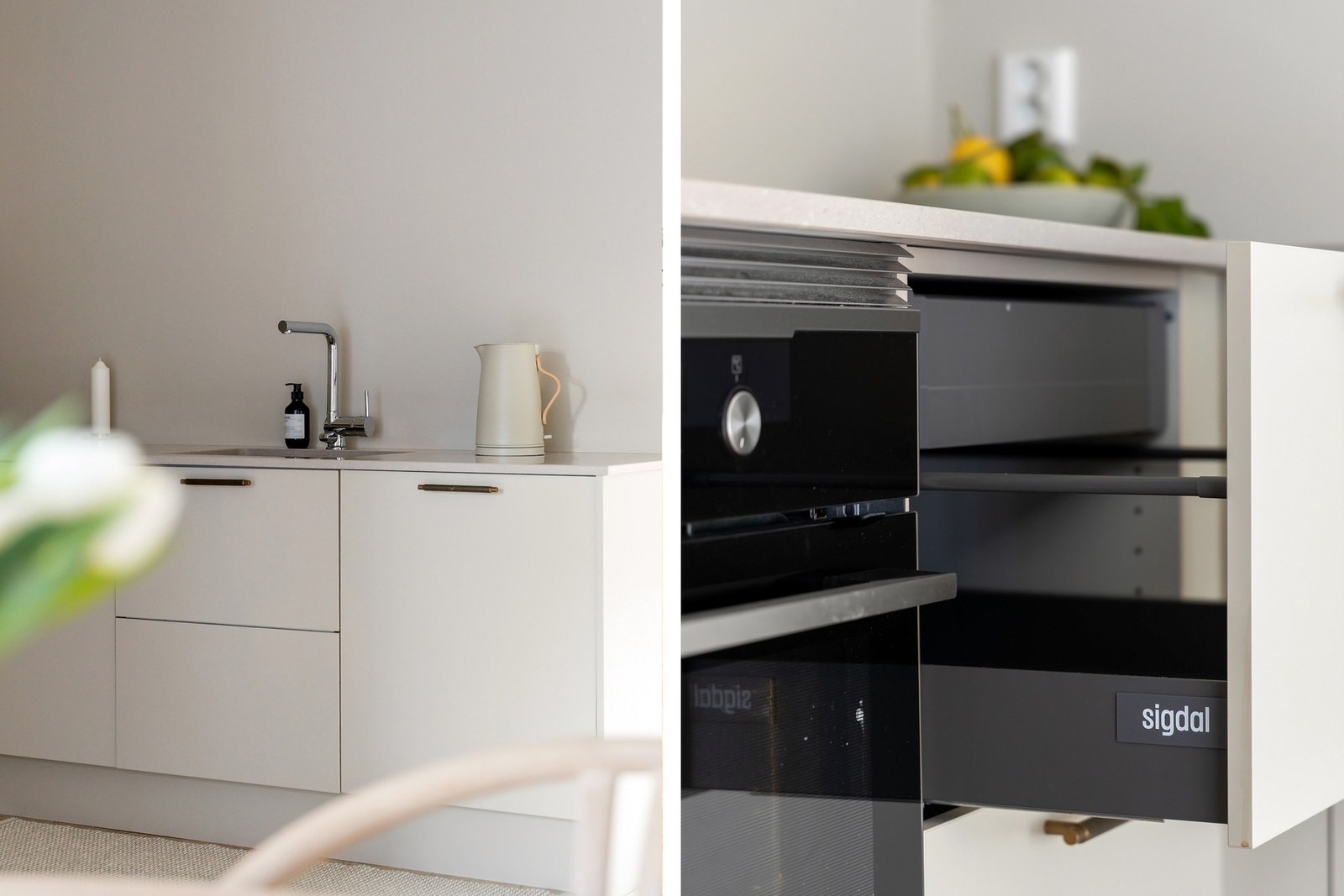 Integrerte hvitevarer og godt med benk og skapplass Galleribilde