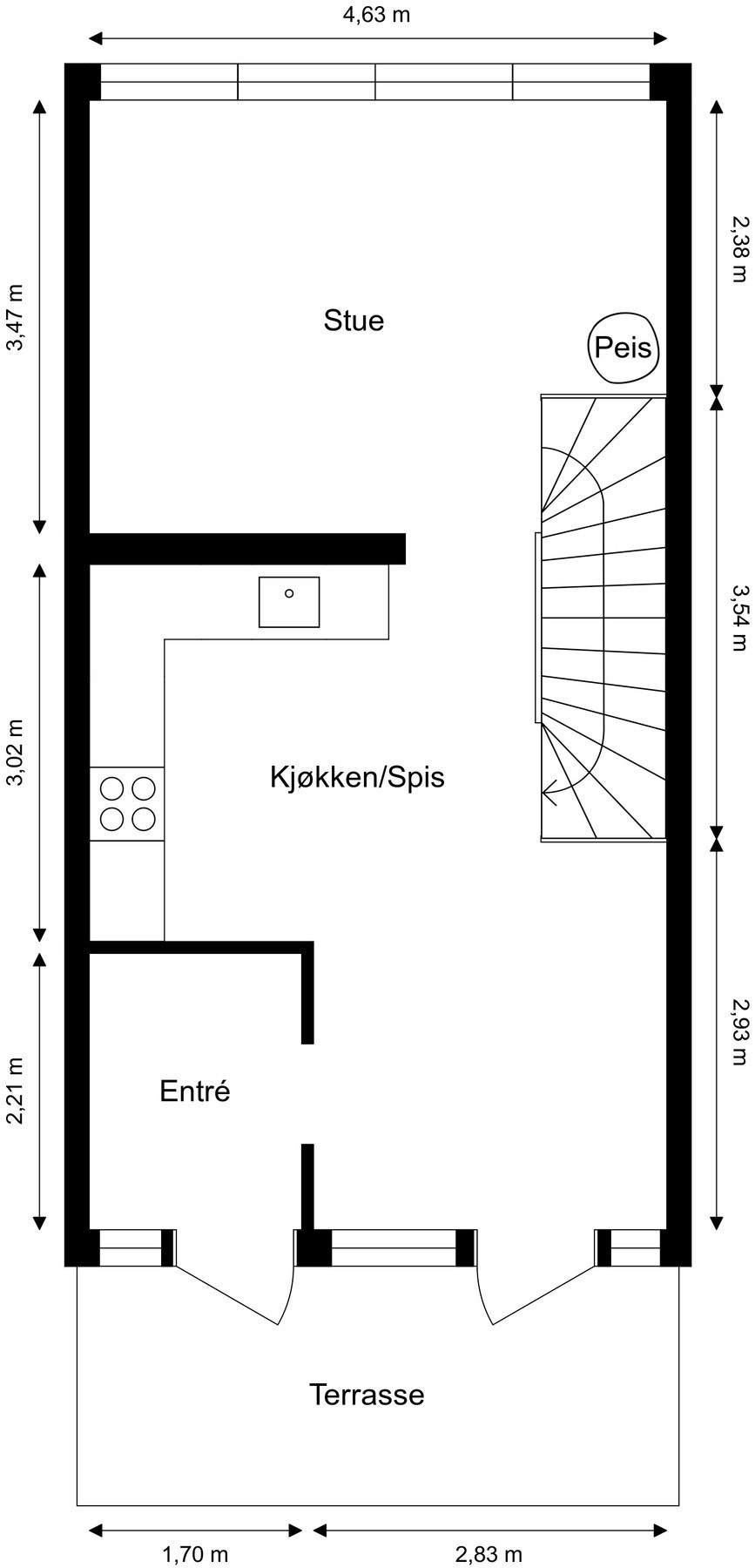 Plantegning 1.etg Galleribilde