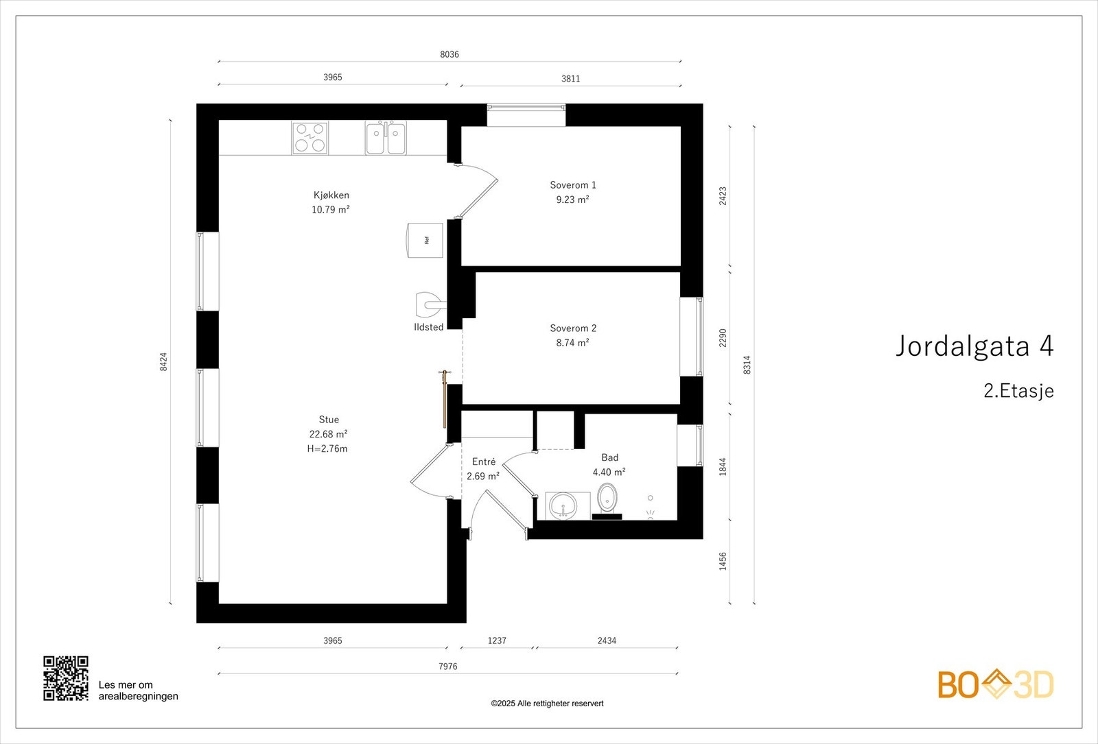 Vi starter med planskissen, slik at du får orientert deg litt. I tillegg til innvendige arealer disponerer boligen 2 boder. Galleribilde