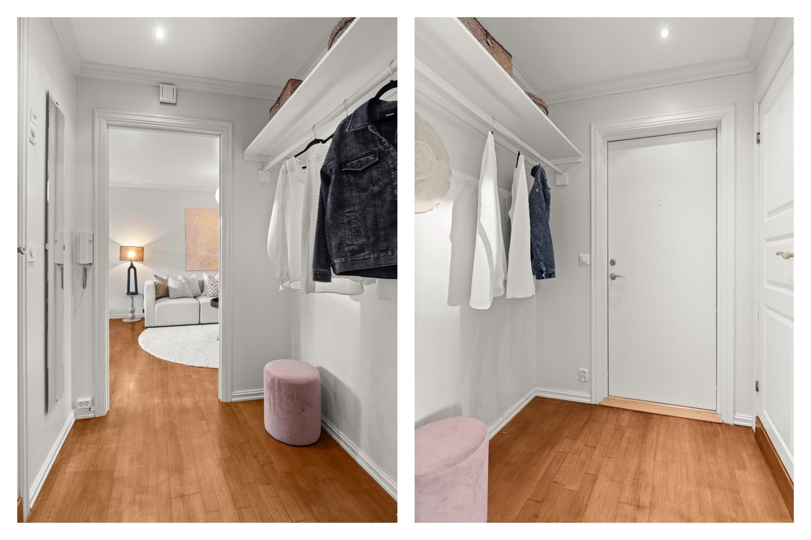 Velkommen inn! Entréen er lys og innbydende og gir et godt førsteinntrykk. Galleribilde