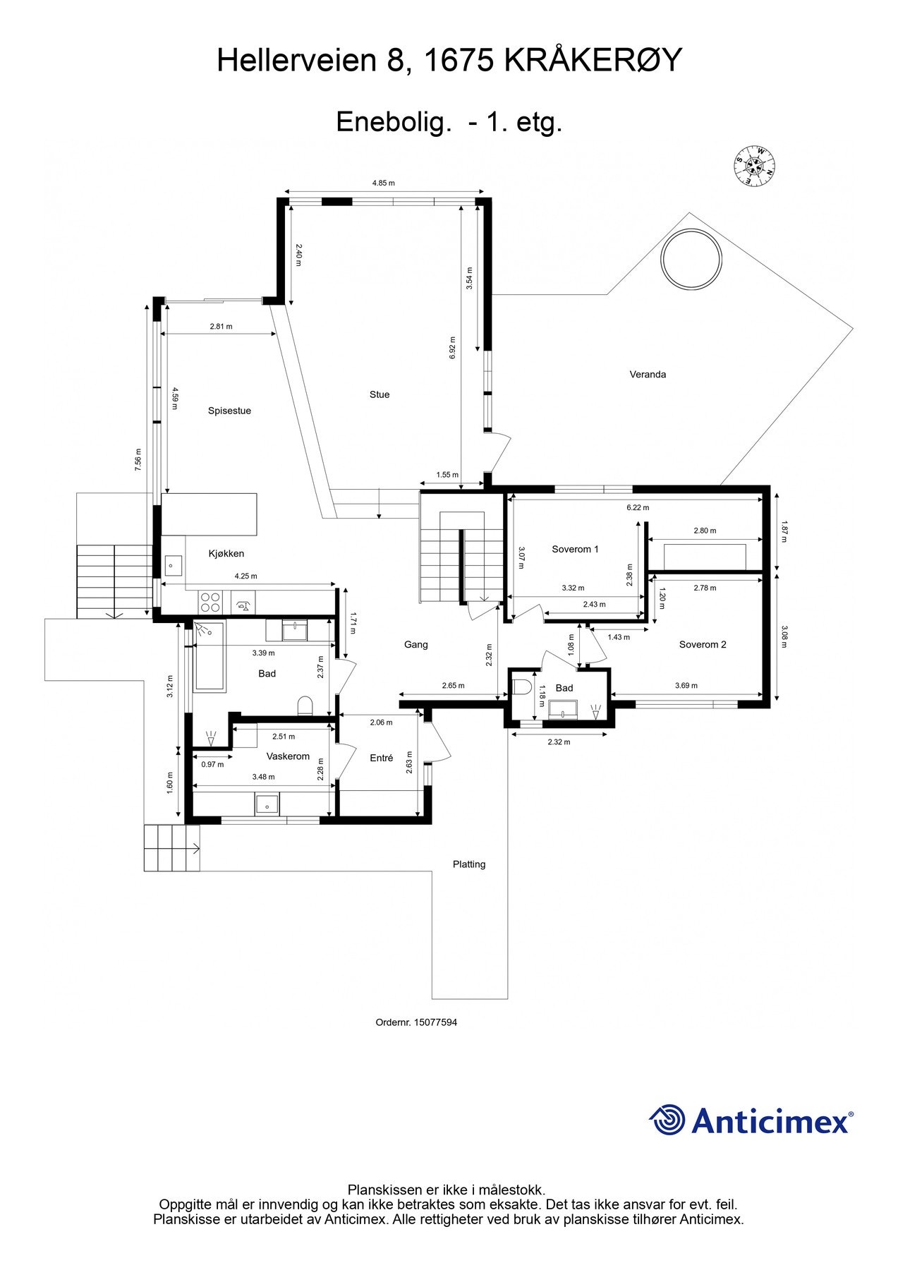 Planskisse for første etasje. Detaljer kan avvike. Galleribilde