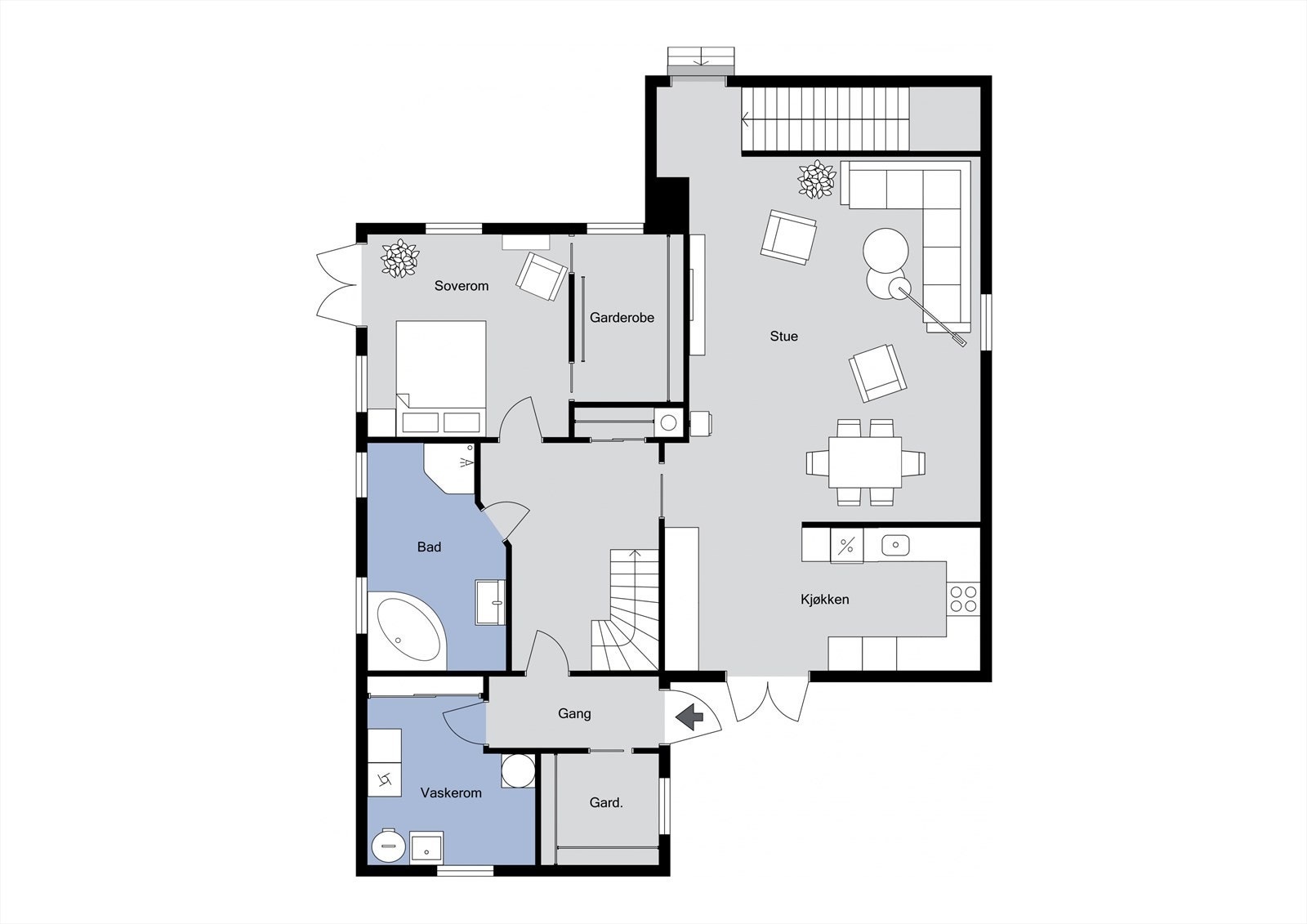 Planløsning 1. etasje Galleribilde