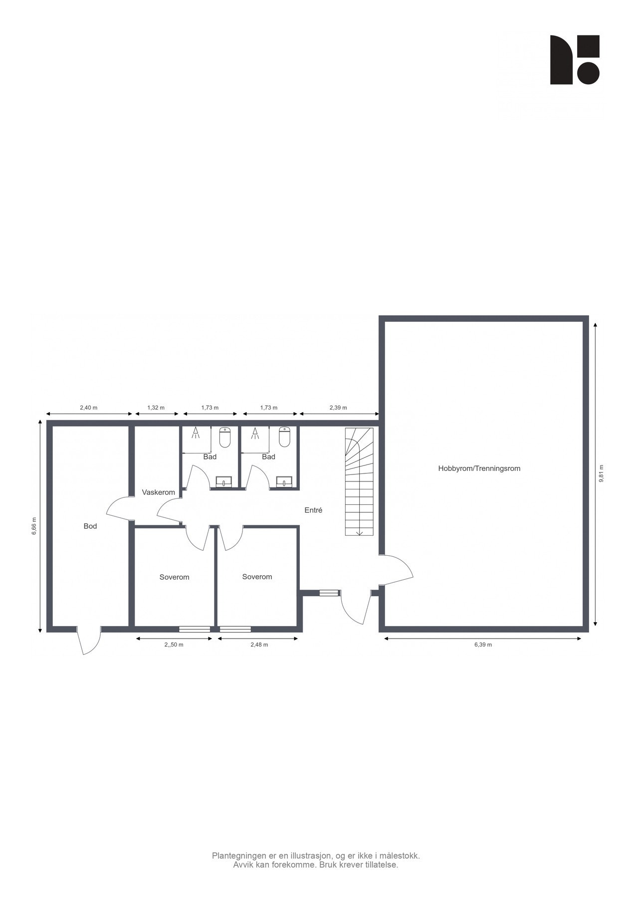 Plantegning - Hovedhytta, U etasje Galleribilde