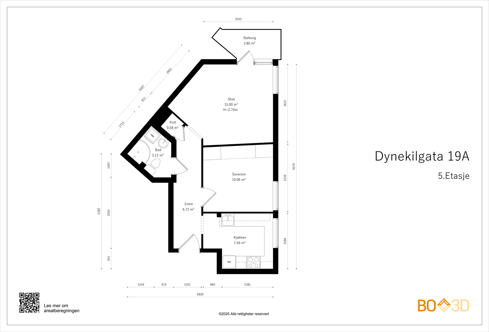 Leiligheten har en gjennomgående og arealeffektiv planløsning med adkomst til alle rom fra entréen. Galleribilde