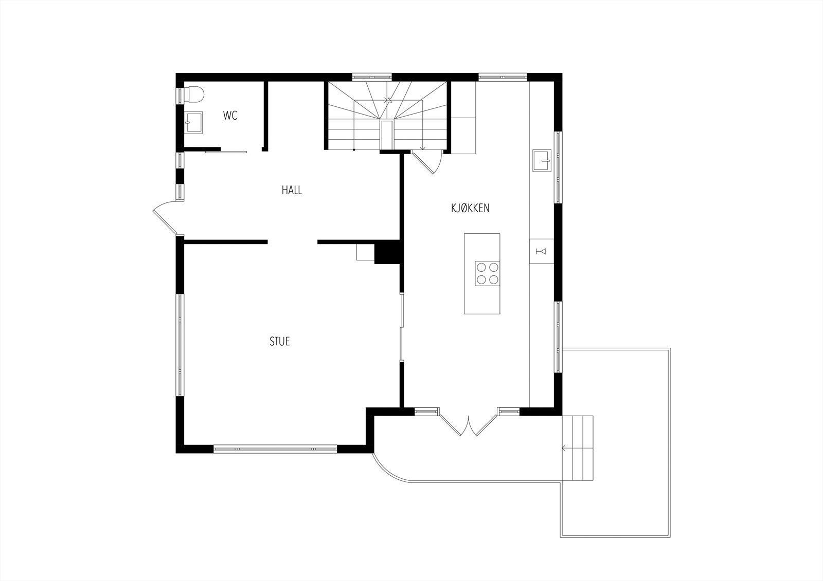 Plantegning 1. etasje Galleribilde