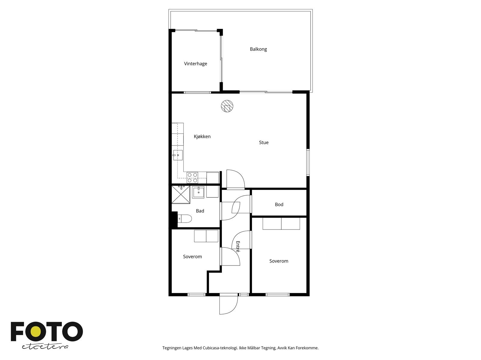 Planskisse - Ikke målbar. Boligen er praktisk utformet med alle rom og funksjoner samlet på ett plan. Galleribilde