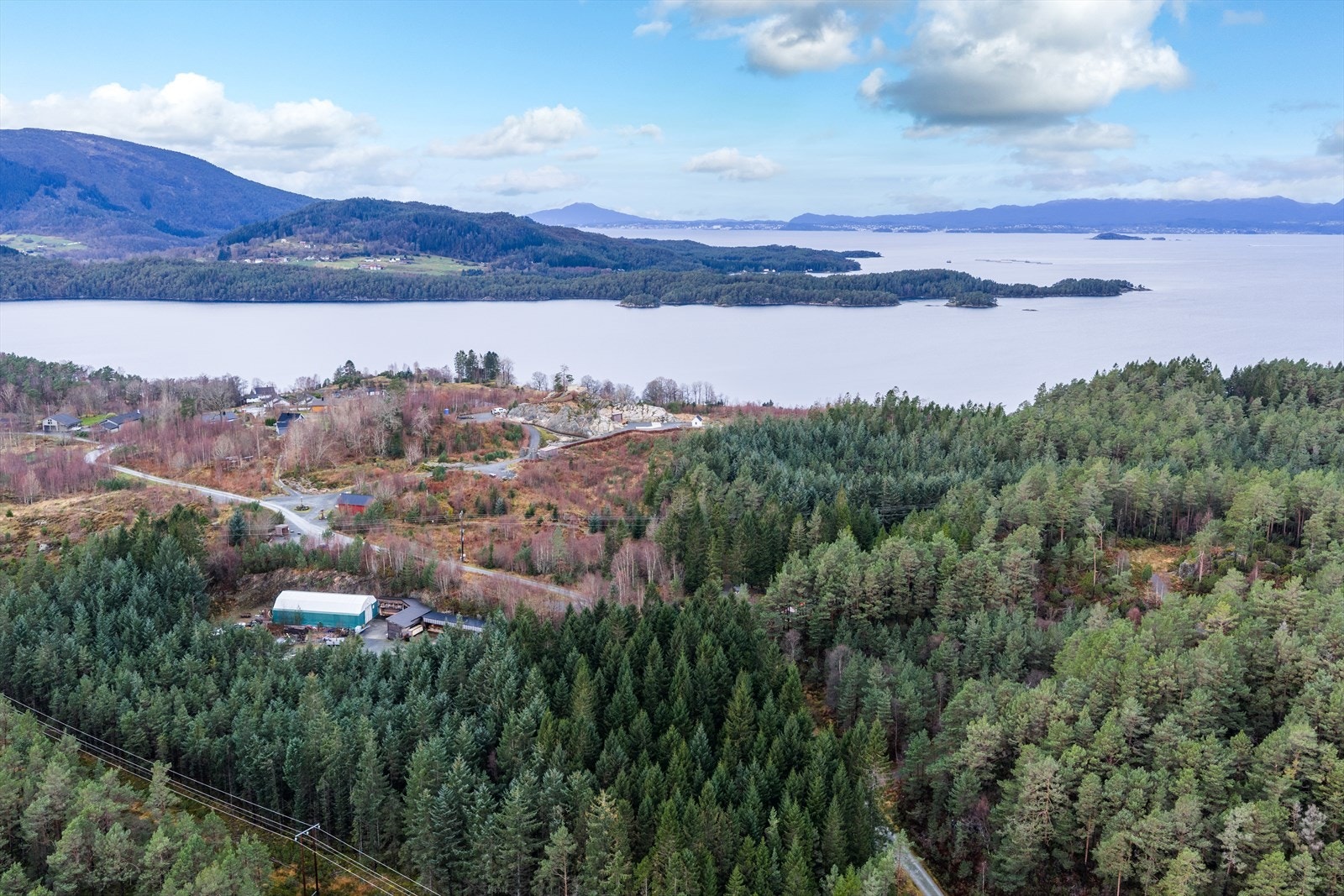 Sagbruket og skogen fremst, Gullhaug bak. Galleribilde