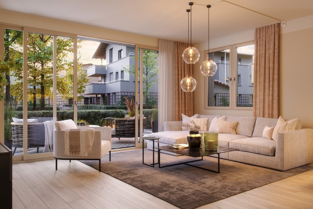 Stor stue m. utgang til sydvestvendt terrasse. Galleribilde