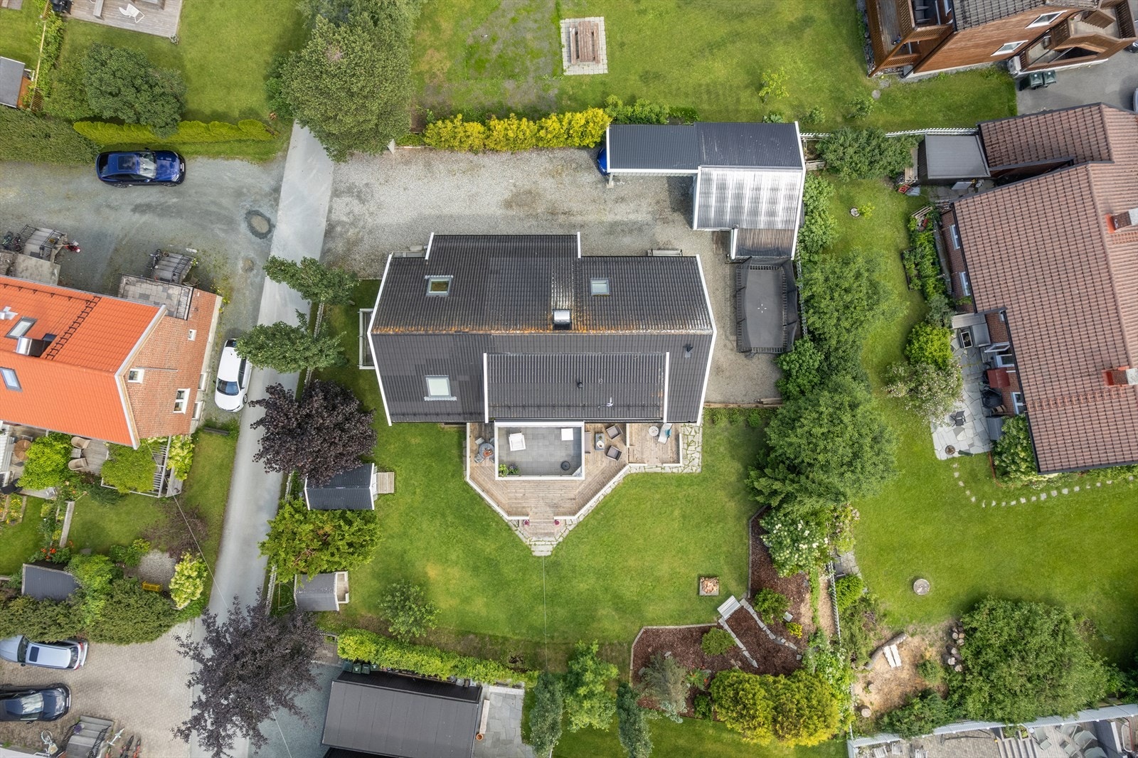 Droneperspektiv som fremhever tomt. Galleribilde