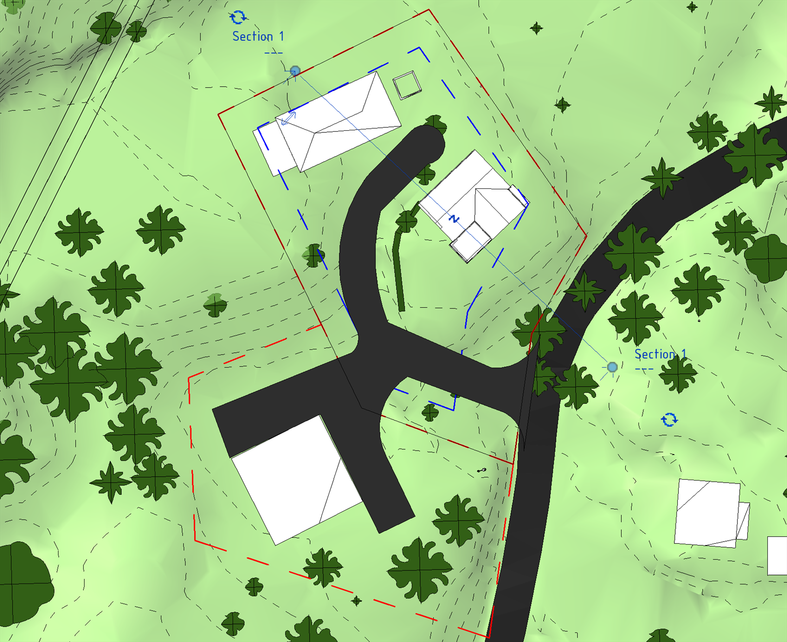 Oversiktsbilde av fradeling av tomten, se salgsoppgaven for mer informasjon. Galleribilde