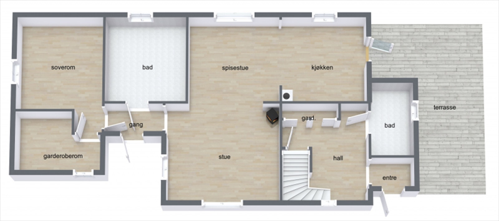 Plantegning 1. etasje Galleribilde