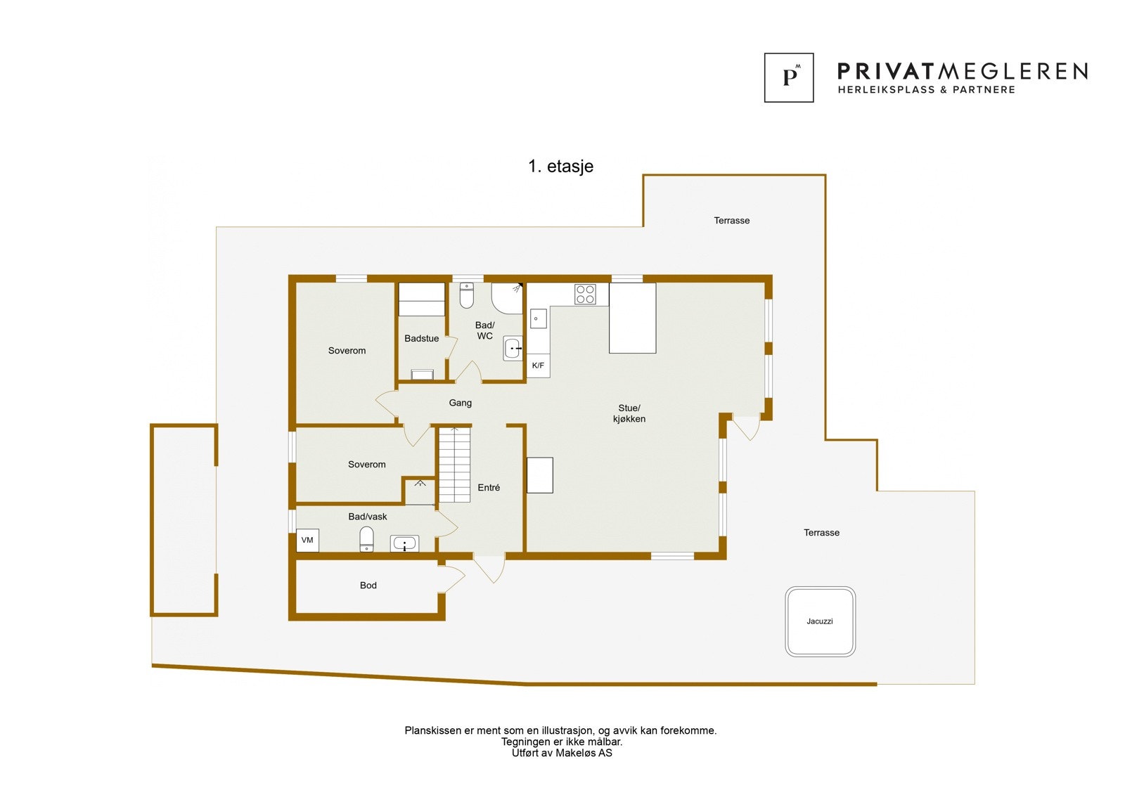 Plantegning hovedetasje. Avvik kan forekomme. Galleribilde