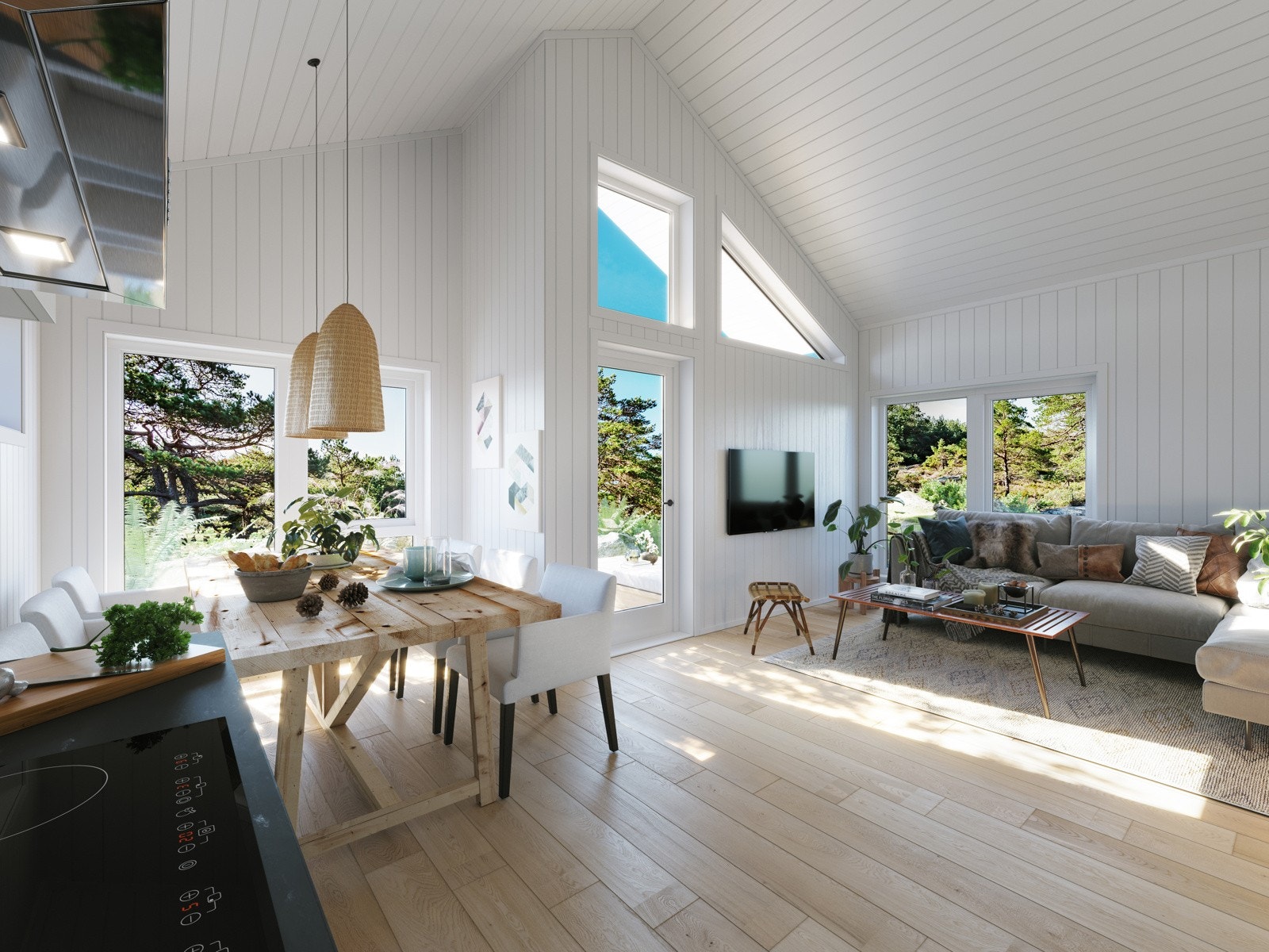 Stue med skråhimlinger Galleribilde