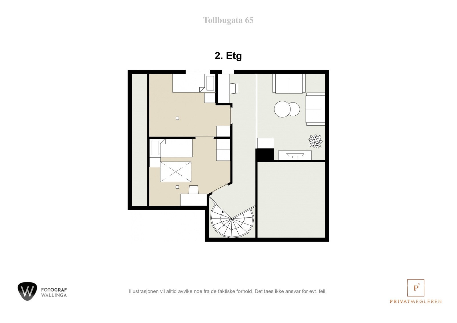 Plantegning hems. Det gjøres oppmerksom på at hemsen ikke er godkjent som rom for varig opphold. Galleribilde