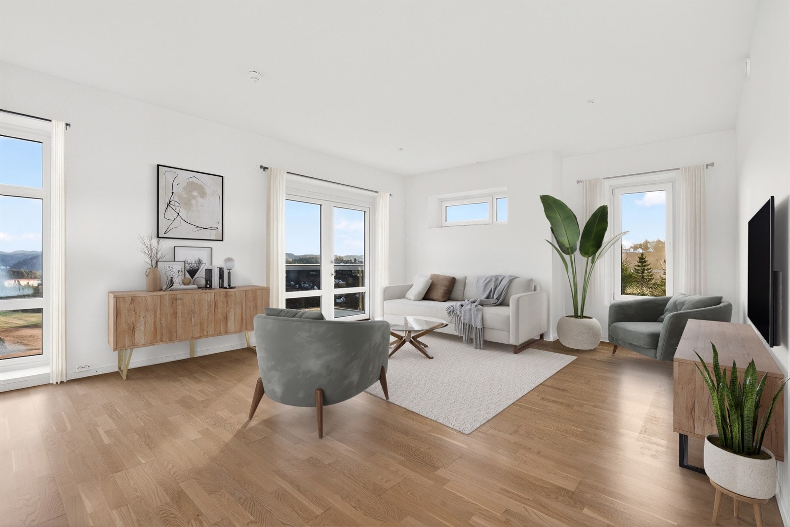 Stor og luftig stue - Innvendige bilder er digitalt møblert. Galleribilde