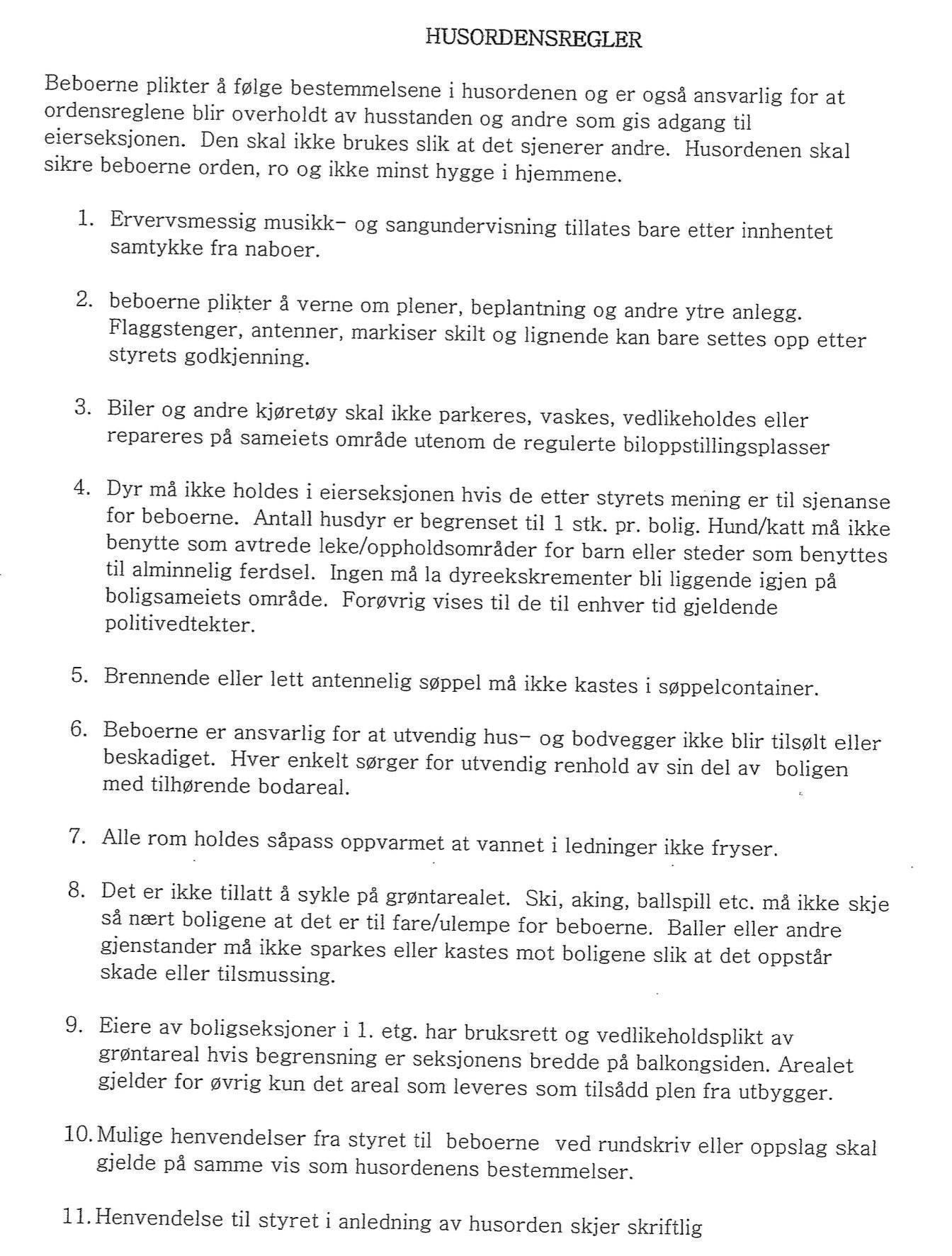 Husordensregler Galleribilde