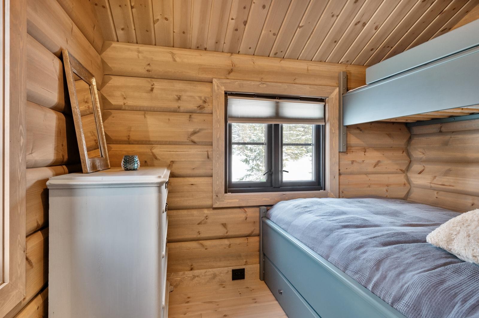 På to av soverommene er det plassbyggede familiekøyesenger. Galleribilde