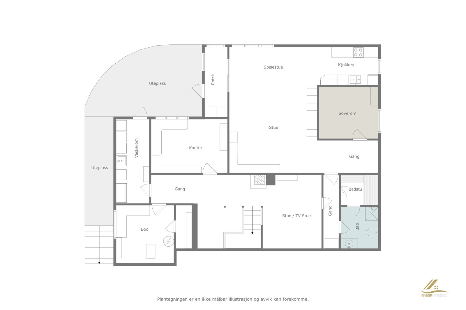 Plantegning underetasje m/ godkjent hybel. Galleribilde