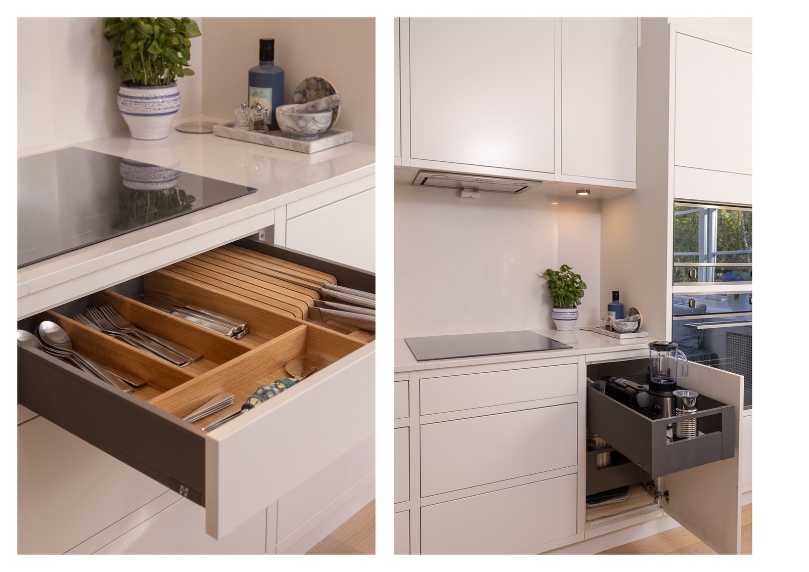 Gjennomtenkte løsninger som gjør kjøkkenet funksjonelt og ryddig. Galleribilde