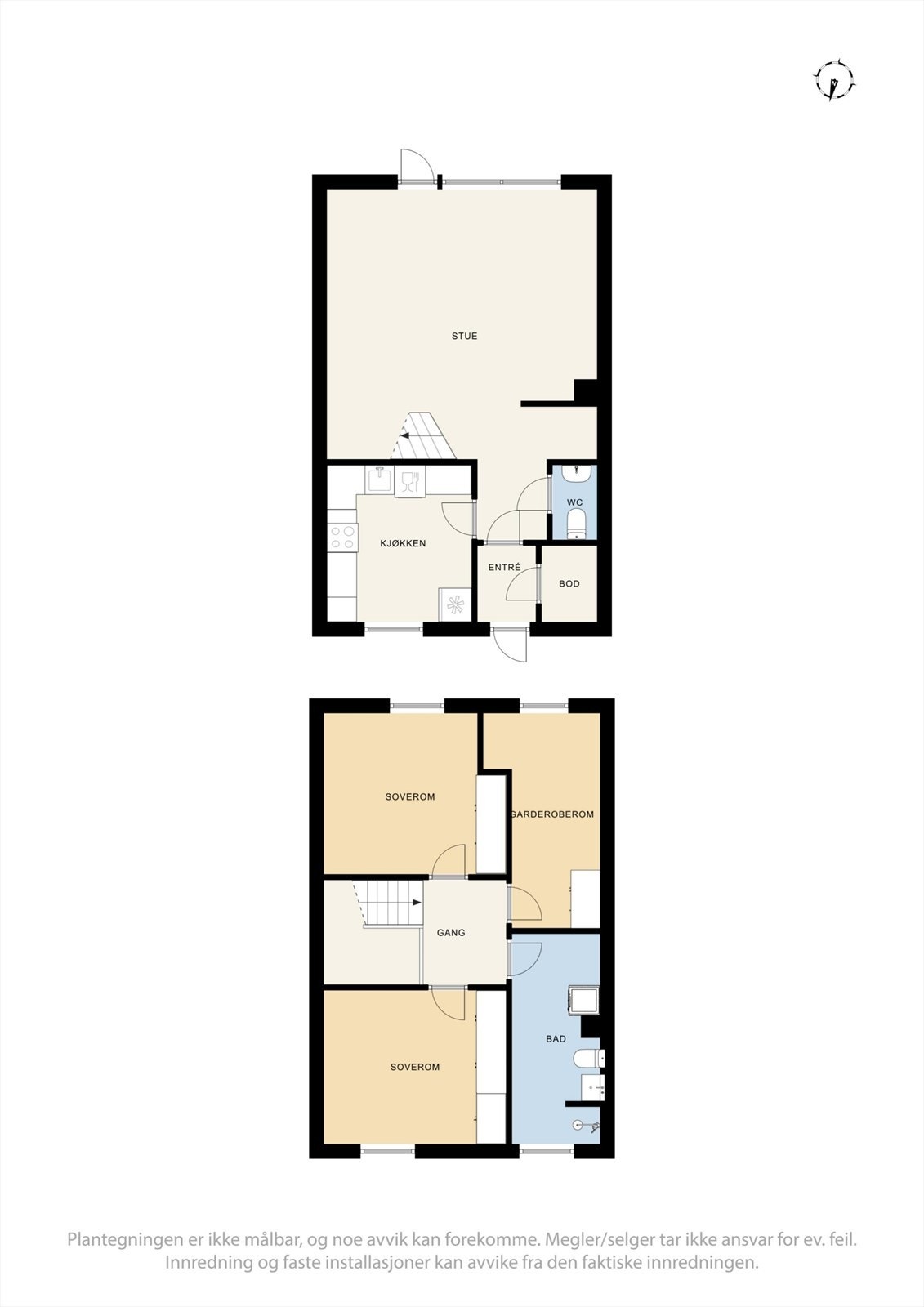 Plantegninger av begge etasjene samlet. Galleribilde