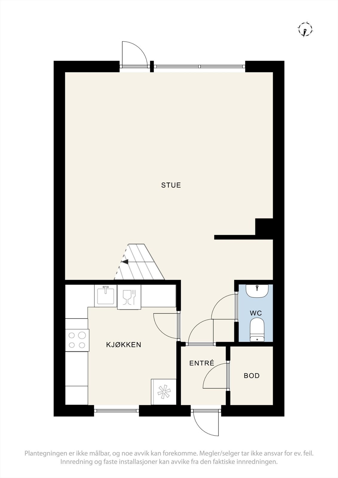 Plantegning av boligens hovedetasje. Galleribilde