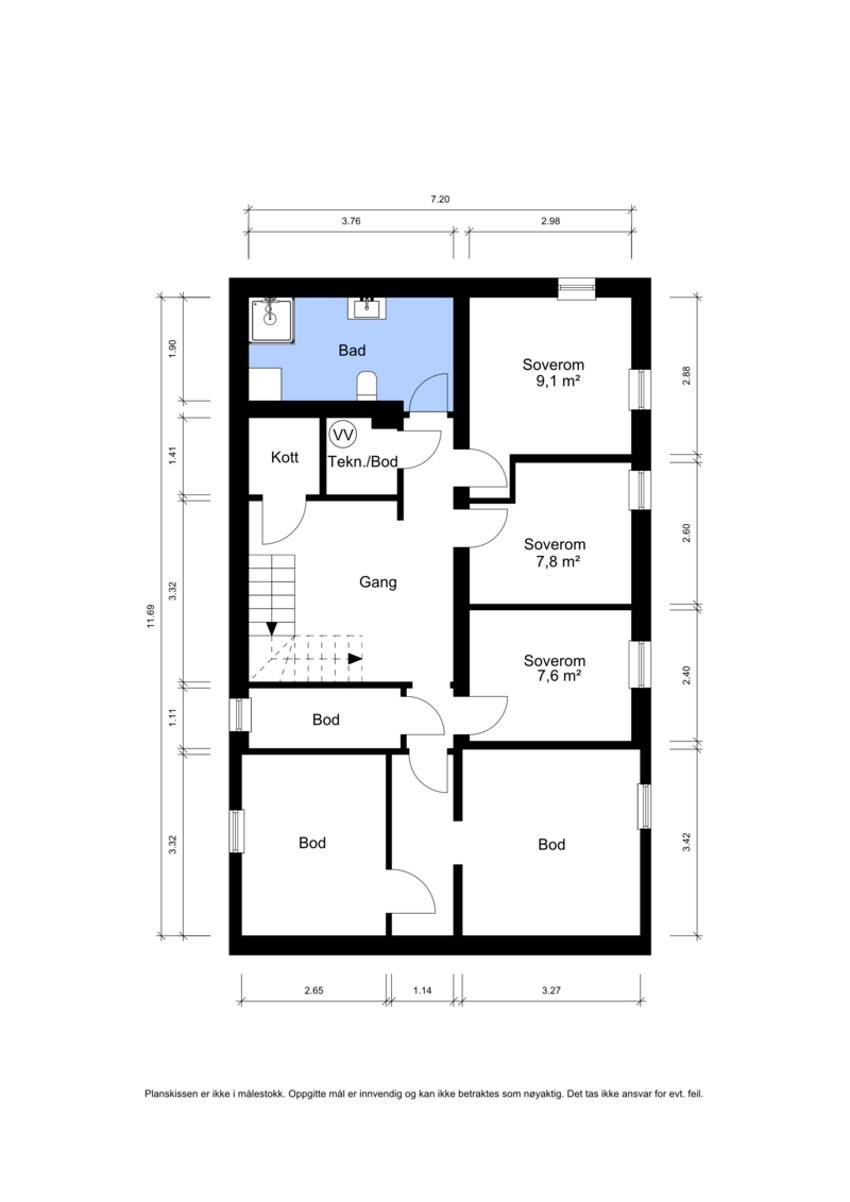 Planskisse u. etg. Snorres vei 42 Galleribilde