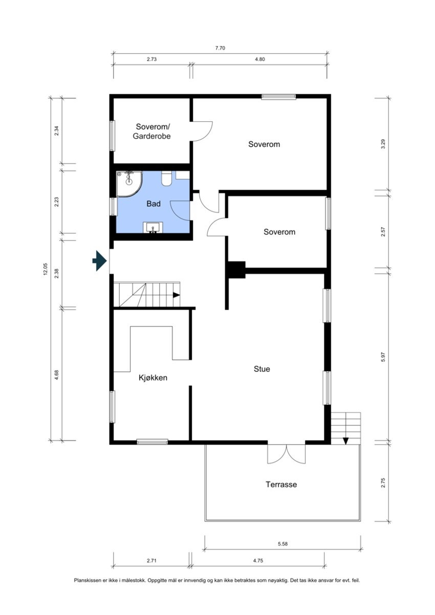 Planskisse 1. etg. Snorres vei 42 Galleribilde