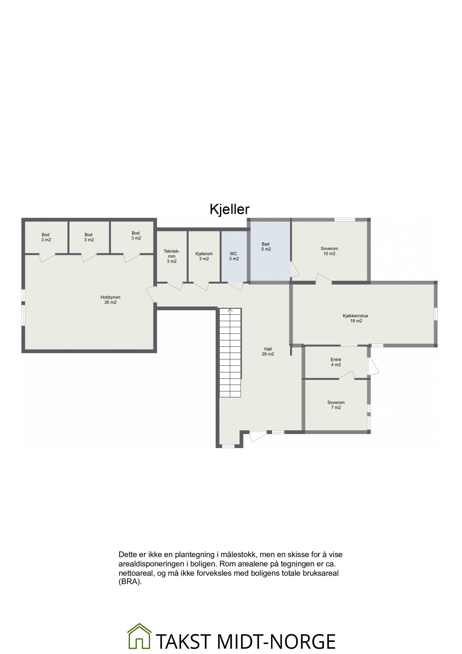 Planskisse sokkeletasje. Galleribilde