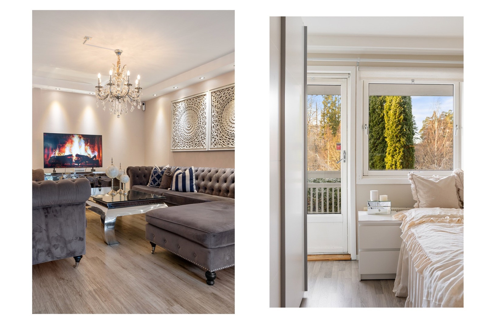 Boligen har blant annet to vestvendte uteplasser med samlet areal på ca. 65 m² - balkong i 1. etasje og terrasse i underetasjen Galleribilde