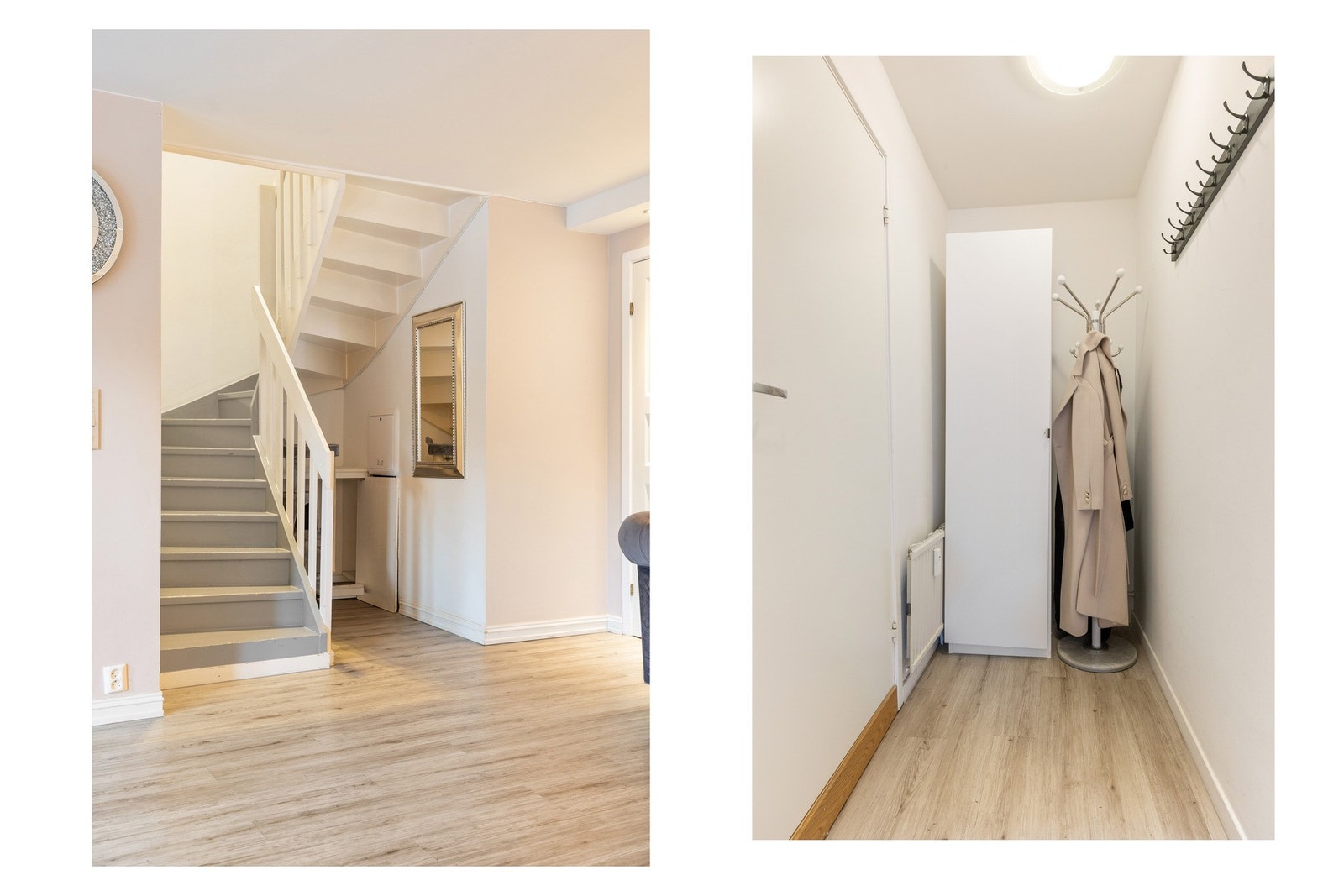 Det finnes praktiske plasser for oppbevaring som plass foran badet og under trappen Galleribilde