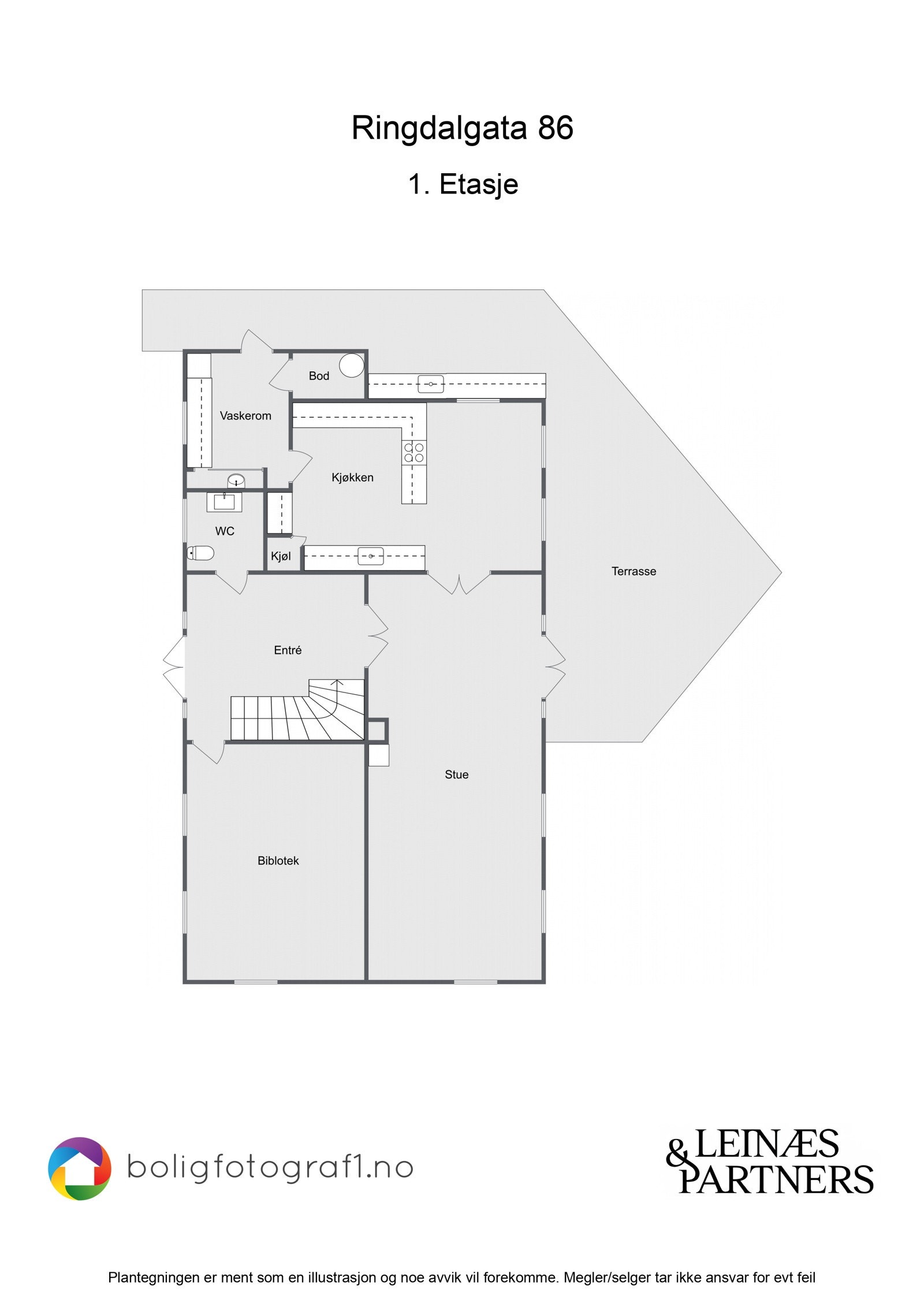 Plantegning 1. etasje Galleribilde
