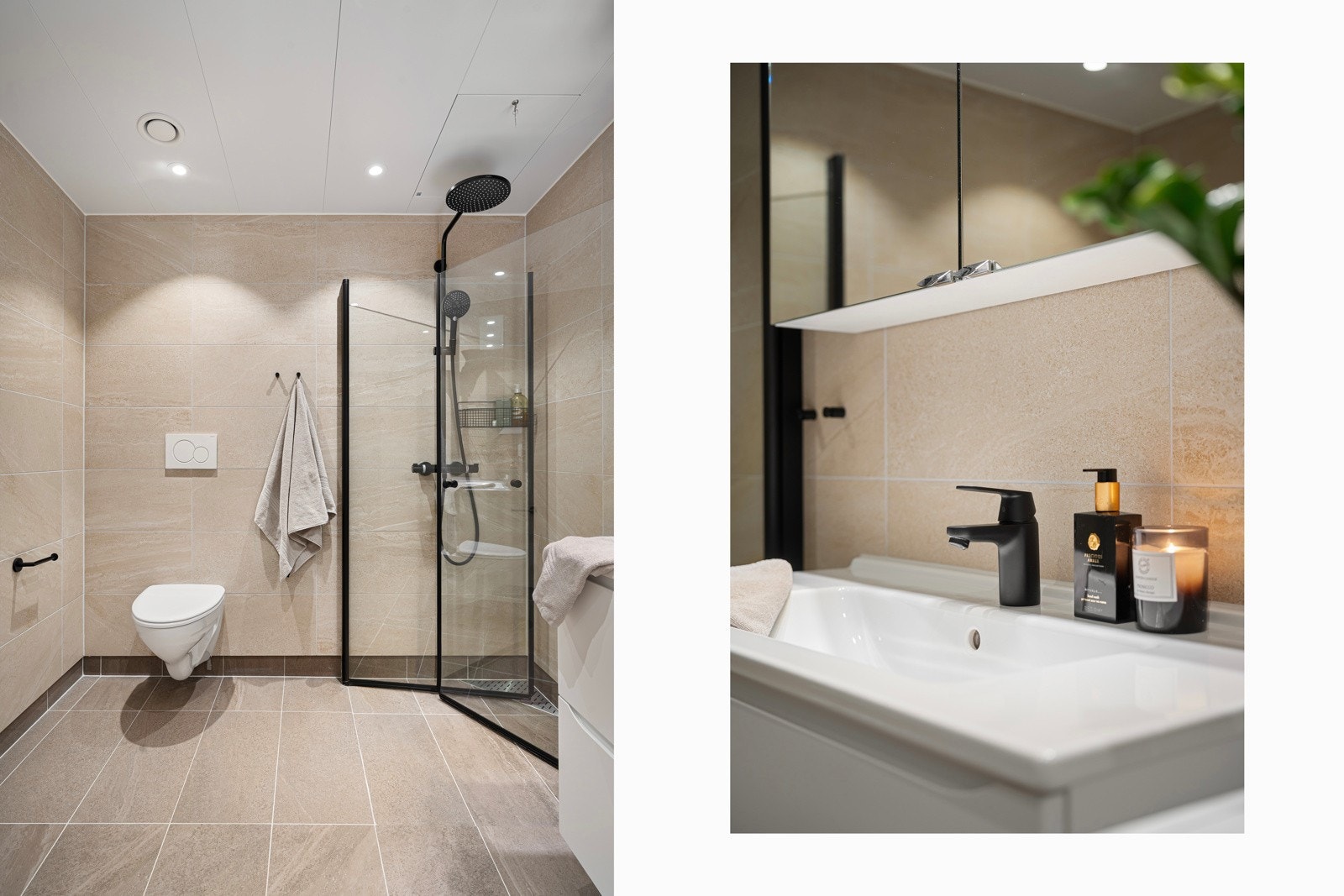 Baderomsinnredning med praktiske skuffer og speilskap. God oppbevaringsplass! Galleribilde