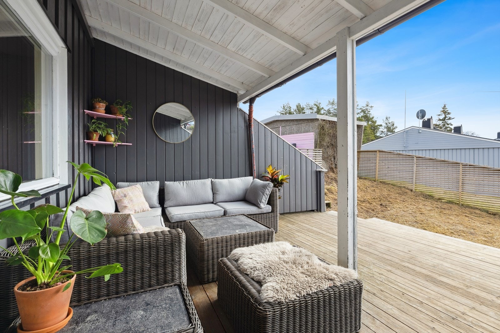 Overbygget terrasse hvor lange kvelder kan nytes. Galleribilde