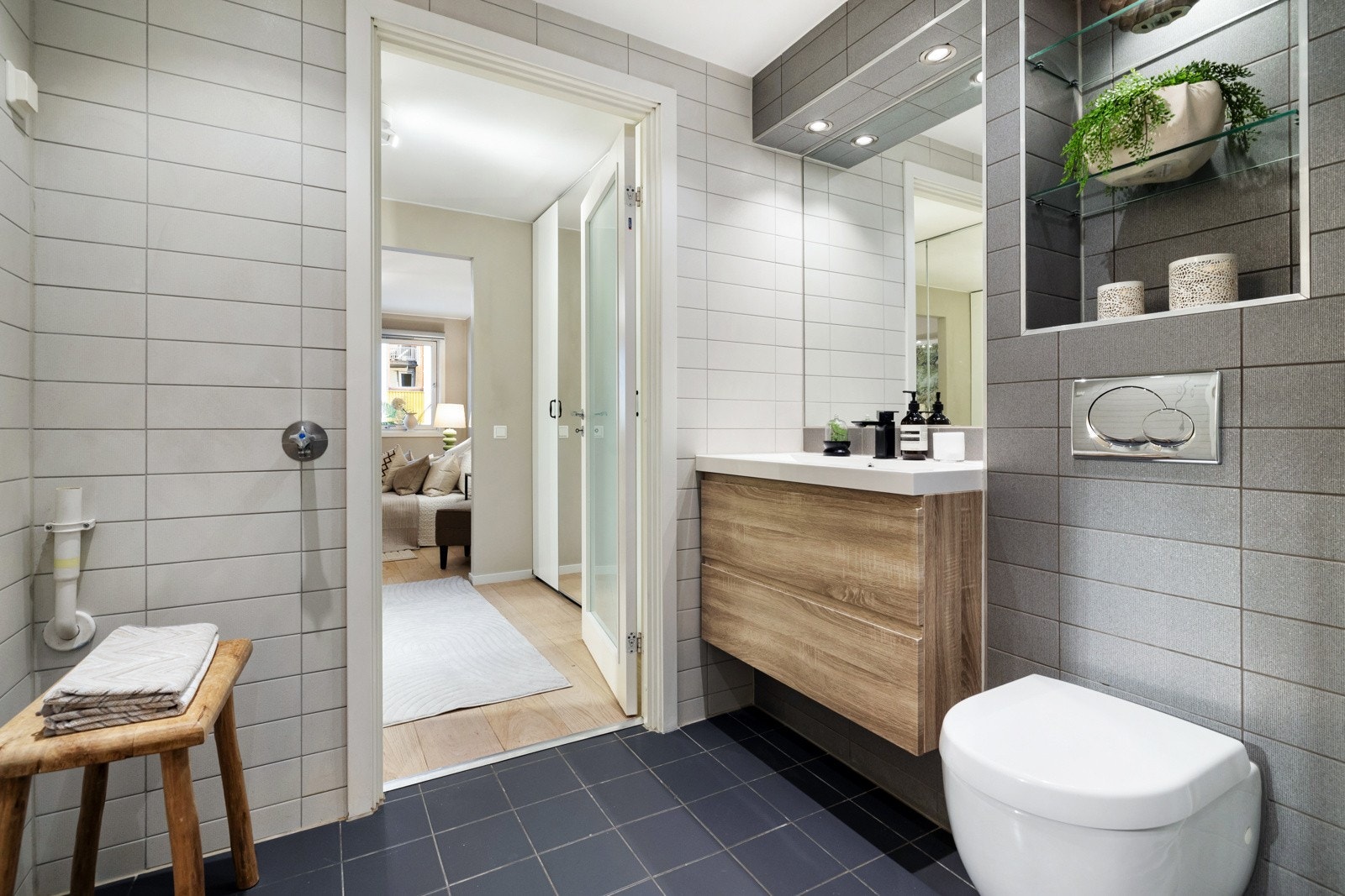 Det er opplegg for både vaskemaskin og tørketrommel. Galleribilde